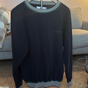 John Deere Navy Crewneck Sweater with Green & White Trim